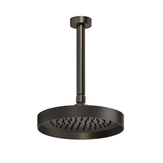 Верхній стельовий душ Ø218 мм з душовим кронштейном Gessi Inverso Rigato, Aged Bronze (63552-187) Верхні душі Состаренная бронза