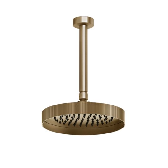 Потолочный верхний душ Ø218 мм с душевым кронштейном Gessi Inverso Rigato, Warm Bronze Br. PVD (63552-726) Верхние души Матовая бронза PVD