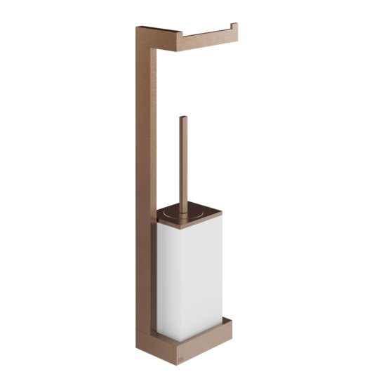 Стійка з папероутримувачем та йоржиком для унітазу Gessi Inverso, Copper Brushed PVD (20867-708) Йоржики для унітазу, Паперотримачі Gessi