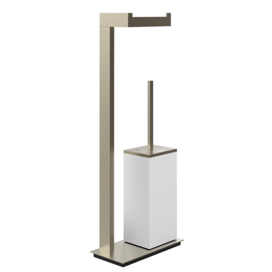 Стойка с бумагодержателем и ершиком для унитаза Gessi Inverso, Finox Brushed Nickel (20933-149) Бумагодержатели, Ершики для унитаза Gessi