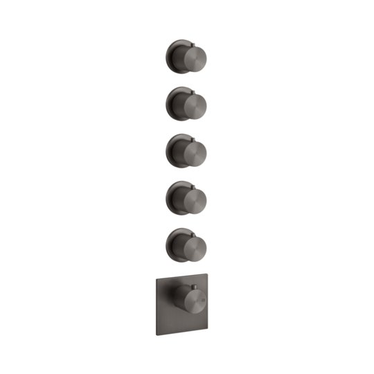 Термостатический смеситель на 5 позиций Gessi Gessi316, Black Metal Br. PVD (54510-707) Для ванны, Для душа Черный матовый металлик PVD