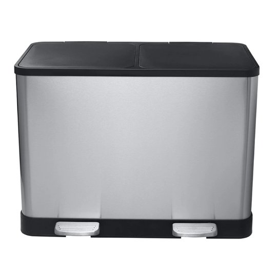 Контейнер для сортировки мусора, 2×20 л, с педалью Bemeta Home, нержавеющая сталь/черный (104315272) Мусорные ведерки Bemeta