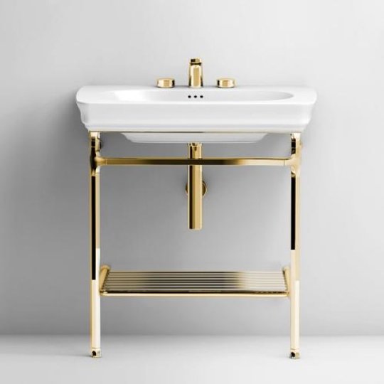 Консоль металлическая 76 см с полкой-решеткой Artceram Civitas, Gold (CIA005 73) ArtCeram Консоль