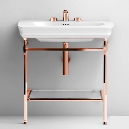Консоль металева 76 см зі скляною поличкою Artceram Civitas, Pink Gold (CIA006 77) ArtCeram Консоль