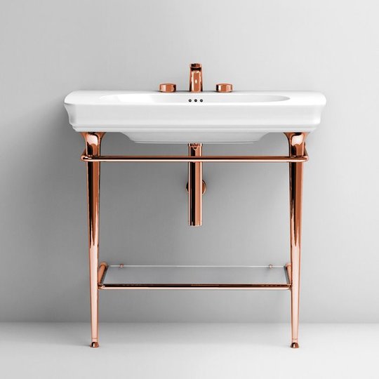 Консоль металлическая 76 см со стеклянной полкой Artceram Civitas, Pink Gold (CIA009 77) ArtCeram Консоль