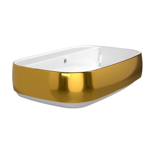 Керамическая раковина 64х44 см Flaminia Flag 64, White/Gold (FG64LOR) Накладной, Подвесные Прямоугольные