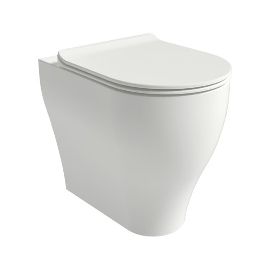 Напольный безободковый унитаз Flaminia App Solution Gosilent, с сиденьем Slim Soft Close, Milky White (AP113SLAT+APCW10LAT) Напольные 