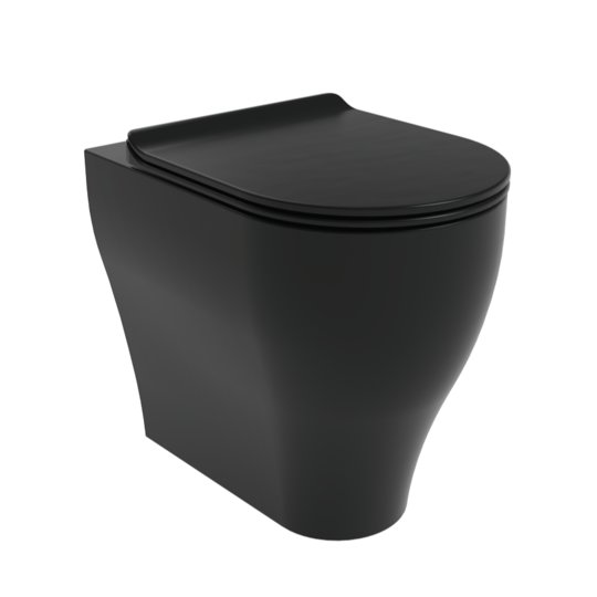 Напольный безободковый унитаз Flaminia App Solution Plus Gosilent, с сиденьем Slim Soft Close, Carbone (AP113RSCAR+QKCW09CAR) Напольные 