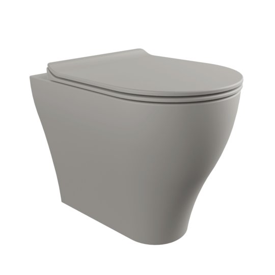 Напольный безободковый унитаз Flaminia App Goclean, с сиденьем Slim Soft Close, Cenere (AP117GCEN+QKCW09CEN) Напольные 