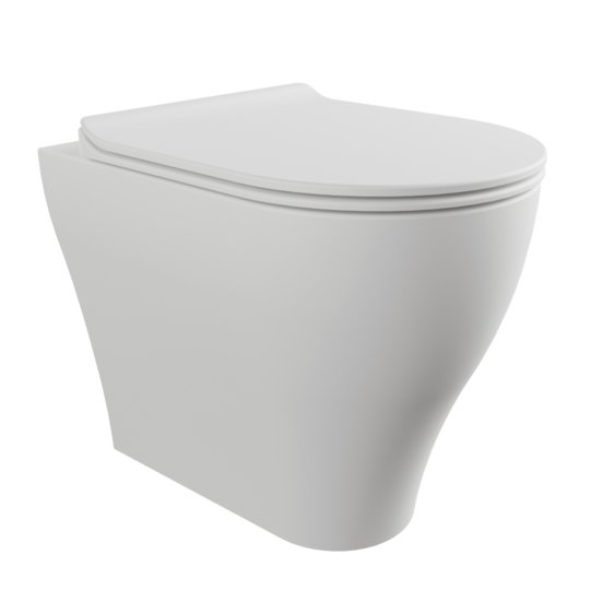 Підлоговий безободковий унітаз Flaminia App Plus Goclean, з сидінням Slim Soft Close, Milky White (AP117RGLAT+APCW10LAT) Підлогові 