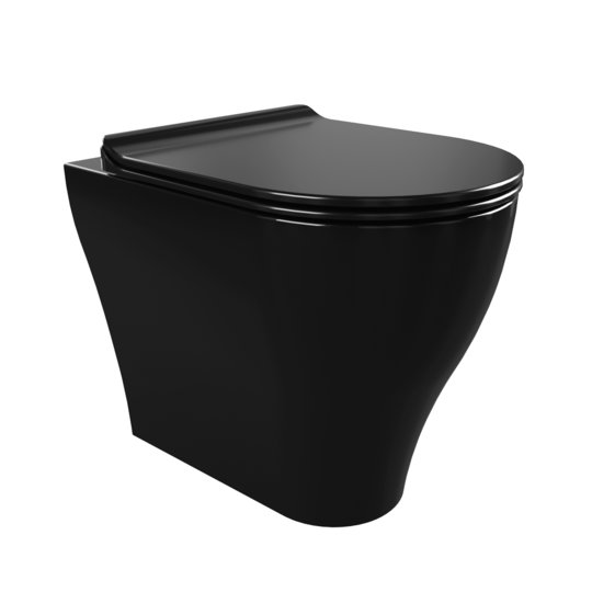 Напольный безободковый унитаз Flaminia App Goclean, с сиденьем Slim Soft Close, Black (AP117GNER+QKCW09NER) Напольные 