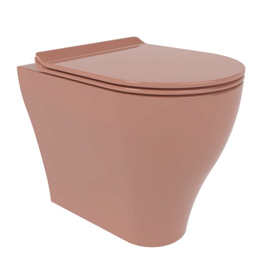 Напольный безободковый унитаз Flaminia App Plus Goclean, с сиденьем Slim Soft Close, Terracotta (AP117RGTC+APCW10TC) Напольные 