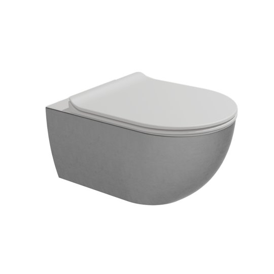 Подвесной безободковый унитаз Flaminia App Goclean, с сиденьем Slim Soft Close, Silver White (AP118GSLP+APCW10LAT) Подвесные 