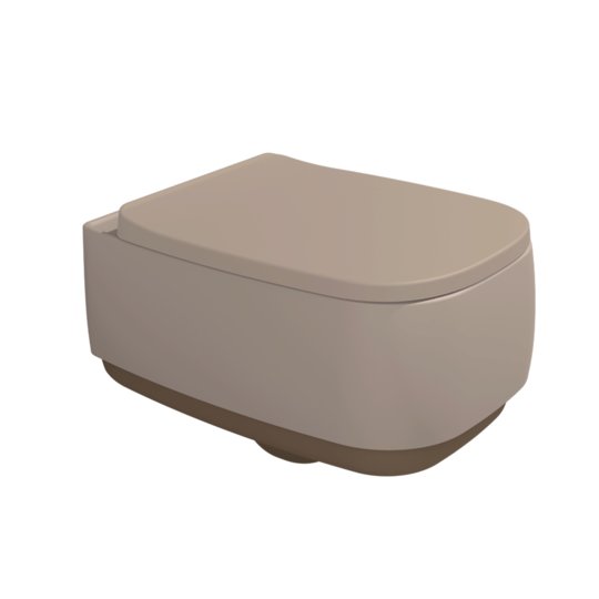 Подвесной безободковый унитаз Flaminia Flag Goclean, с сиденьем Soft Close, Argilla/Fango (FG118GSAF+FGCW03ARG) Подвесные 