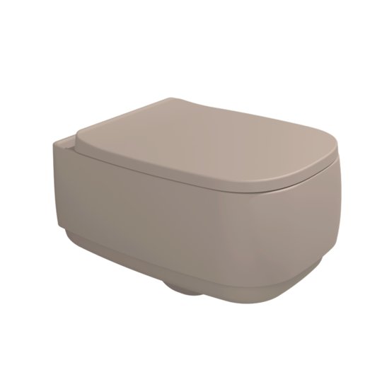 Подвесной безободковый унитаз Flaminia Flag Goclean, с сиденьем Soft Close, Argilla (FG118GARG+FGCW03ARG) Подвесные 