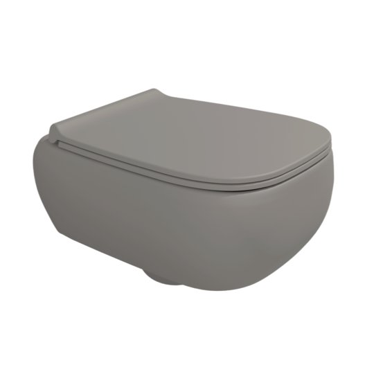 Подвесной безободковый унитаз Flaminia Fluo Goclean, с сиденьем Soft Close, Cenere (FU118GCEN+FUCW05CEN) Подвесные 