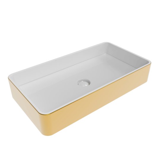 Керамическая раковина 75х40 см Flaminia Miniwash 75, White/Gold (MWL75OR) На столешницу, На тумбу, Накладной Прямоугольные