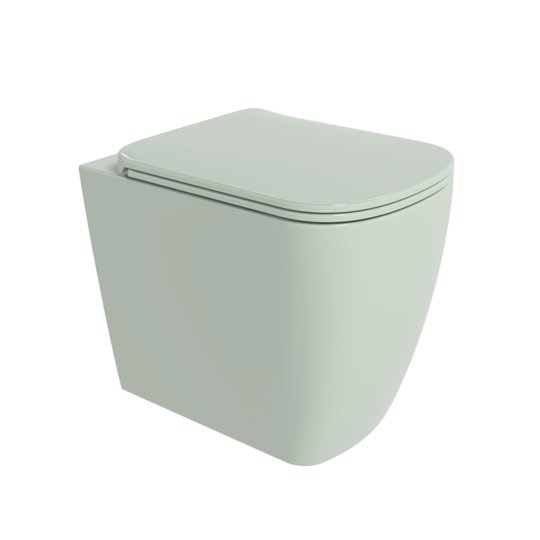Унитаз напольный безободковый Flaminia Play Plus Gosilent, с сиденьем Soft Close, Verde Giada (PY117RSVG+PYCW05VG) Напольные 