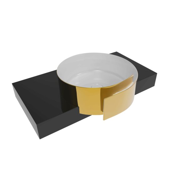 Керамическая раковина 44 см Flaminia Roll 44, White/Gold (RL44SOR) На столешницу, Полувстраиваемые Круглые