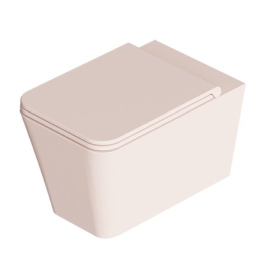 Унітаз підвісний безободковий Alice Ceramica Hide Square, з сидінням Soft Close, Rosa matt (31210137 FI+MC3137SQS) Підвісні 