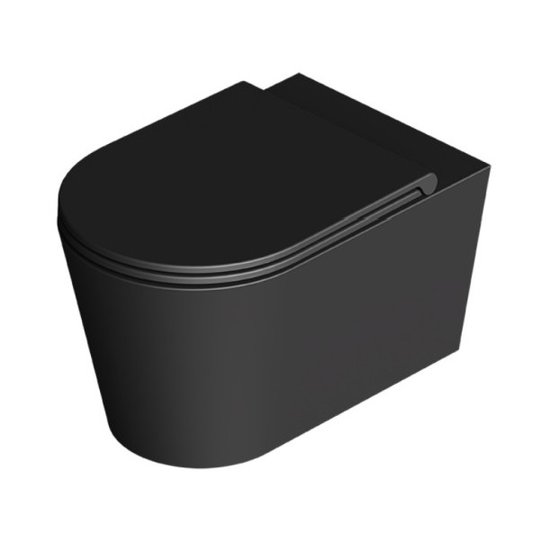 Унітаз підвісний безободковий Alice Ceramica Hide Round, з сидінням Soft Close, Black matt (31170108 FI+MC3108S) Підвісні 