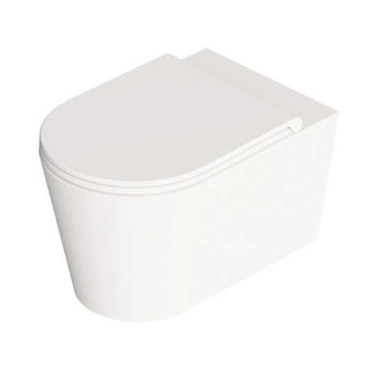 Унітаз підвісний безободковий Alice Ceramica Hide Round, з сидінням Soft Close, White matt (31170109 FI+MC3109S) Підвісні 