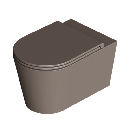 Унитаз подвесной безободковый Alice Ceramica Hide Round, с сиденьем Soft Close, Caffe matt (31170143 FI+MC3143S) Подвесные 
