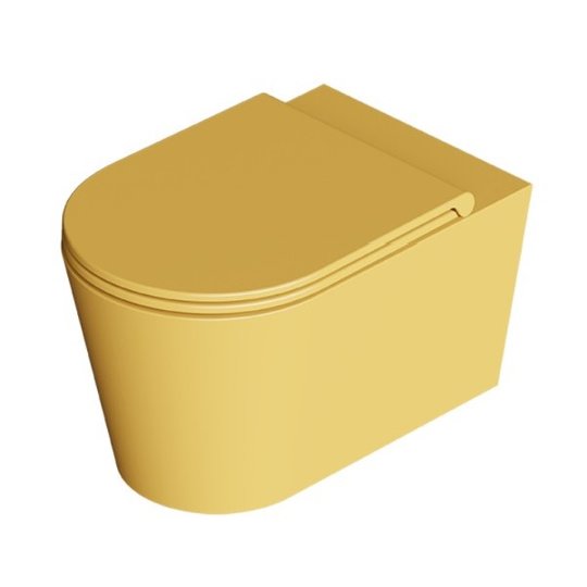 Унітаз підвісний безободковий Alice Ceramica Hide Round, з сидінням Soft Close, Miele grossy (31170196 FI+MC3196S) Підвісні 
