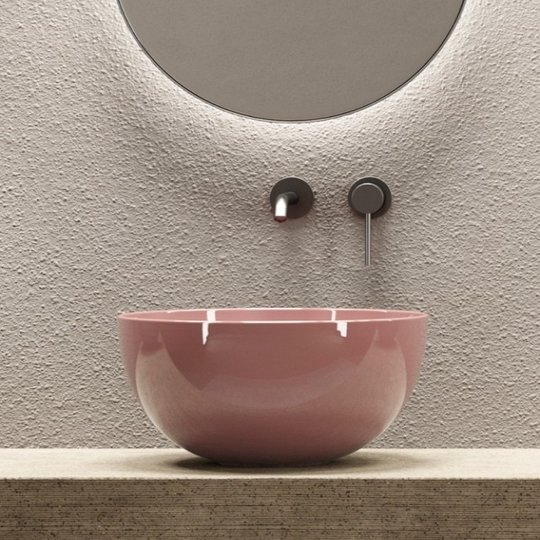 Накладная раковина Ø40xh20 см Alice Ceramica Unica, с донным клапаном, Tabasco grossy (32180197+PIL0697) На столешницу, На тумбу, Накладной Круглые