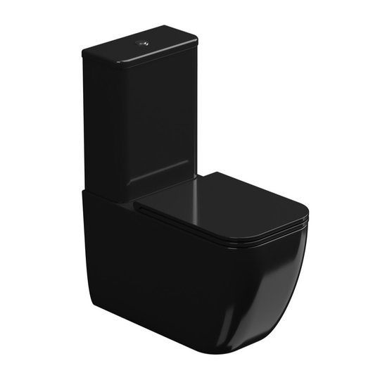 Унітаз-компакт GSG Brio, з сидінням Soft Close, Nero lucido (BRCIMBL 002+ACS82+BRMBL 002+ACS51+BRCOPRSLTICR 002) Підлогові З бачком (в комплекті)