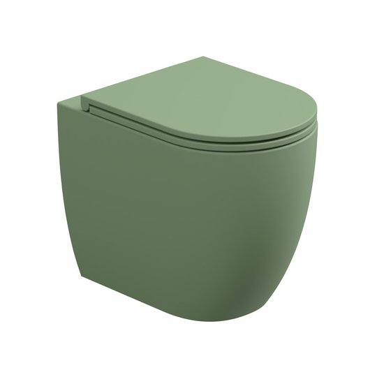 Унитаз напольный безободковый GSG Like, с сиденьем Soft Close, Salvia satinato (LKWC01 031+ACS51+LKCOPRSLTICR 031) Напольные 