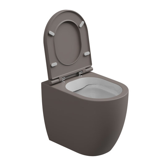 Унитаз напольный безободковый GSG Like, с сиденьем Soft Close, Bicolore tortora satinato (LKWC01 BI 000 029+ACS51+LKCOPRSLTICR 029) Напольные 