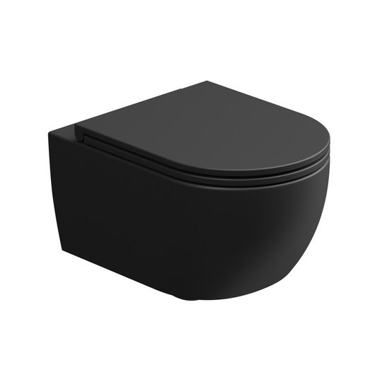 Унитаз подвесной безободковый GSG Like, с сиденьем Soft Close, Nero matt (LKWCSOEC 003+ACS40+LKCOPRSLTICR 003) Подвесные 