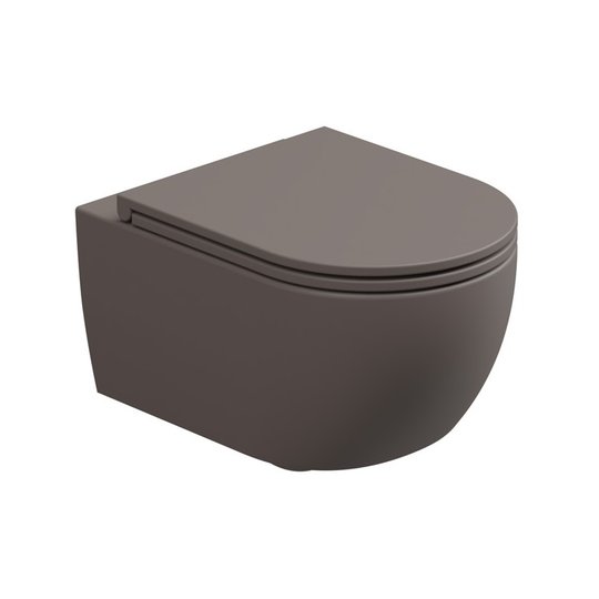 Унитаз подвесной безободковый GSG Like, с сиденьем Soft Close, Tortora satinato (LKWCSO 029+ACS40+LKCOPRSLTICR 029) Подвесные 
