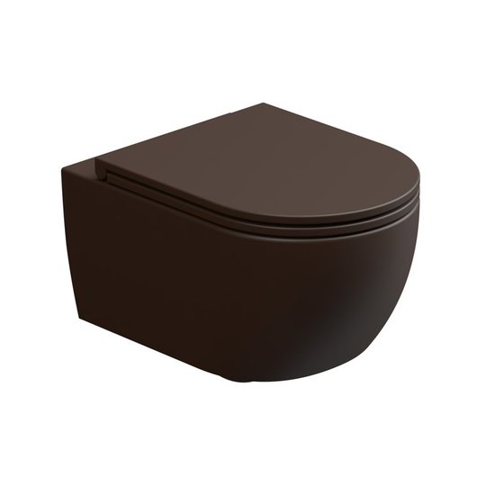 Унитаз подвесной безободковый GSG Like, с сиденьем Soft Close, Cacao satinato (LKWCSO 035+ACS40+LKCOPRSLTICR 035) Подвесные 