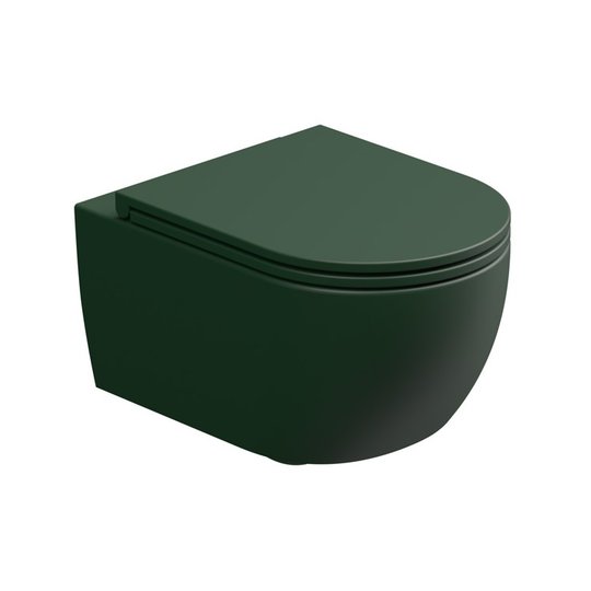Унитаз подвесной безободковый GSG Like, с сиденьем Soft Close, Smeraldo satinato (LKWCSOEC 036+ACS40+LKCOPRSLTICR 036) Подвесные 