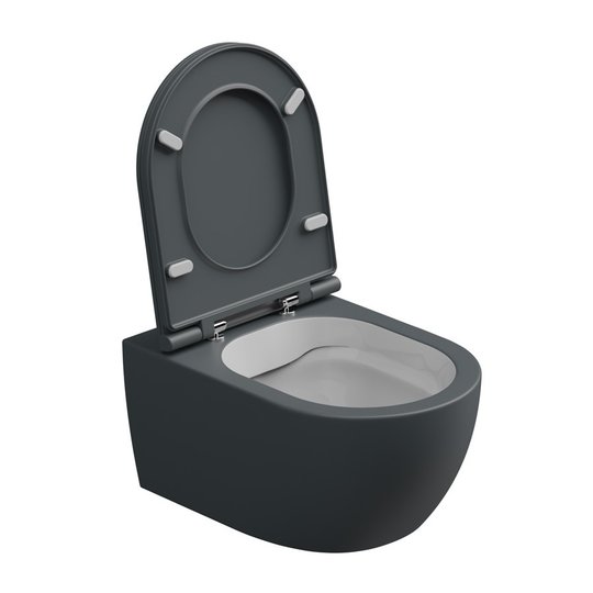 Унитаз подвесной безободковый GSG Like, с сиденьем Soft Close, Bicolore ebano satinato (LKWCSO BI 000 028+ACS40+LKCOPRSLTICR 028) Подвесные 