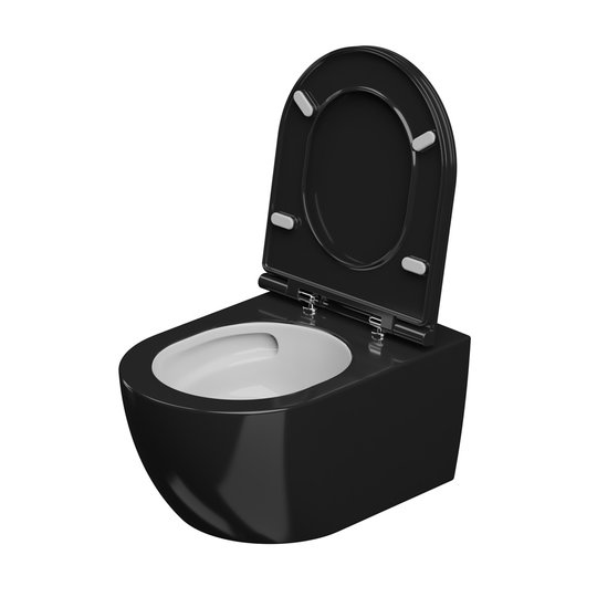 Унитаз подвесной безободковый GSG Like, с сиденьем Soft Close, Bicolore nero lucido (LKWCSOEC BI 000 002+ACS40+LKCOPRSLTICR 002) Подвесные 