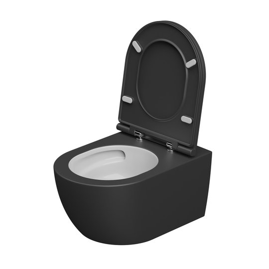 Унитаз подвесной безободковый GSG Like, с сиденьем Soft Close, Bicolore nero satinato (LKWCSOEC BI 000 003+ACS40+LKCOPRSLTICR 003) Подвесные 
