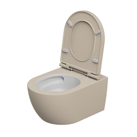 Унитаз подвесной безободковый GSG Like, с сиденьем Soft Close, Bicolore sabbia satinato (LKWCSOEC BI 000 034+ACS40+LKCOPRSLTICR 034) Подвесные 