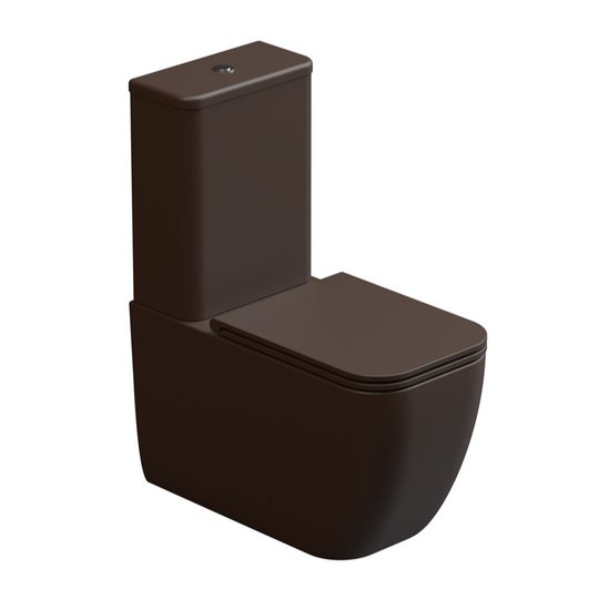 Унітаз-компакт GSG Brio, з сидінням Soft Close, Cacao satinato (BRCIMBL 035+ACS82+BRMBL 035+ACS51+BRCOPRSLTICR 035) Підлогові З бачком (в комплекті)