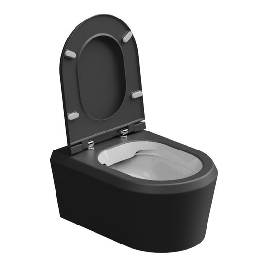 Унитаз подвесной безободковый GSG Cruise, с сиденьем Soft Close, Bicolore nero satinato (CRWCSO BI 000 003+ACS40+CRCOPRSLTICRCN 003) Подвесные 
