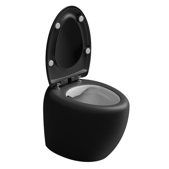 Унитаз напольный безободковый GSG Touch, с сиденьем Soft Close, Bicolore nero satinato (TOWC01SC BI 000 003+ACS51+TOCOPRTICR 003) Напольные 