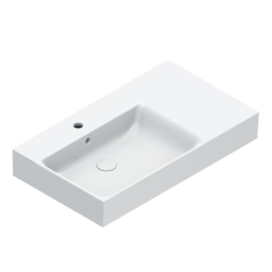 Раковина керамическая 80х47 см Catalano Premium 80 left, Bianco lucido (02 2084 1001) На столешницу, На тумбу, Подвесные Прямоугольные