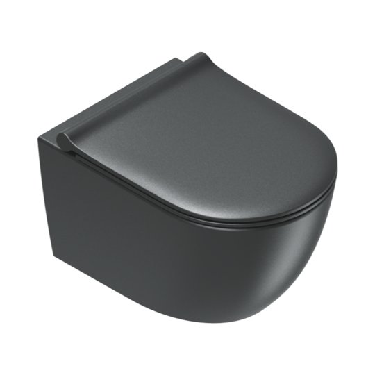 Подвесной безободковый унитаз Catalano Sfera, с сиденьем Soft Close, Nero satinato (05 1150 0022+05 5120 0022) Подвесные 