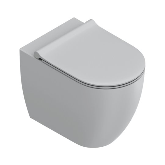 Напольный безободковый унитаз Catalano Sfera, с сиденьем Soft Close, Cemento satinato (05 1455 0023+05 5120 0023) Напольные 