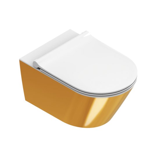 Подвесной безободковый унитаз Catalano Zero, с сиденьем Soft Close, Oro/Bianco (01 1155 0042+05 5120 0001) Подвесные 