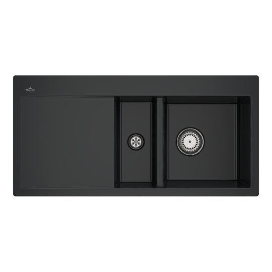 Кухонная мойка 96,5х47,5 см Villeroy&Boch Subway 60 flat, Pure Black (67121FR7) Врезные сверху Прямоугольные 