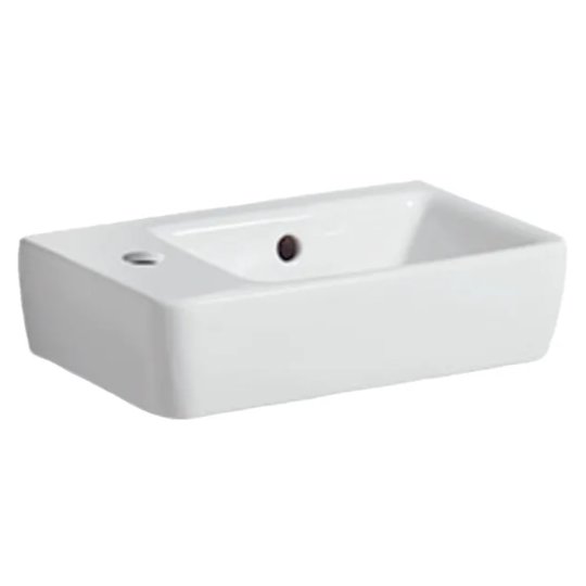 Раковина с сокращенным вылетом Geberit Selnova Compact, белый (501.518.00.7) На тумбу, Подвесные Прямоугольные