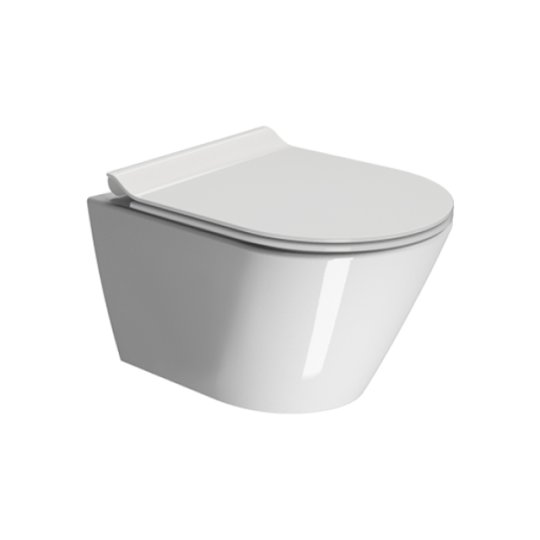 Унитаз подвесной безободковый с крышкой, GSI Ceramica Kube X, White glossy (941211+MS86CSNS11+FISR2) Подвесные 